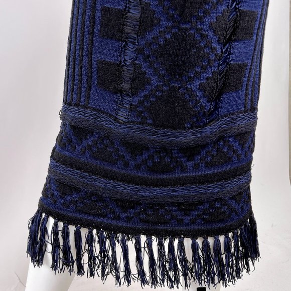 Scotch & Soda Maison Scotch Blue Knit Sleeveless Sweater Dress Fringe Trim M - Picture 4 of 9